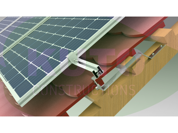 Cârlig de acoperiș pentru țigle plate reglabil  L380 4x30 Oțel inoxidabil PV Solar Fotovoltaice Montare 850